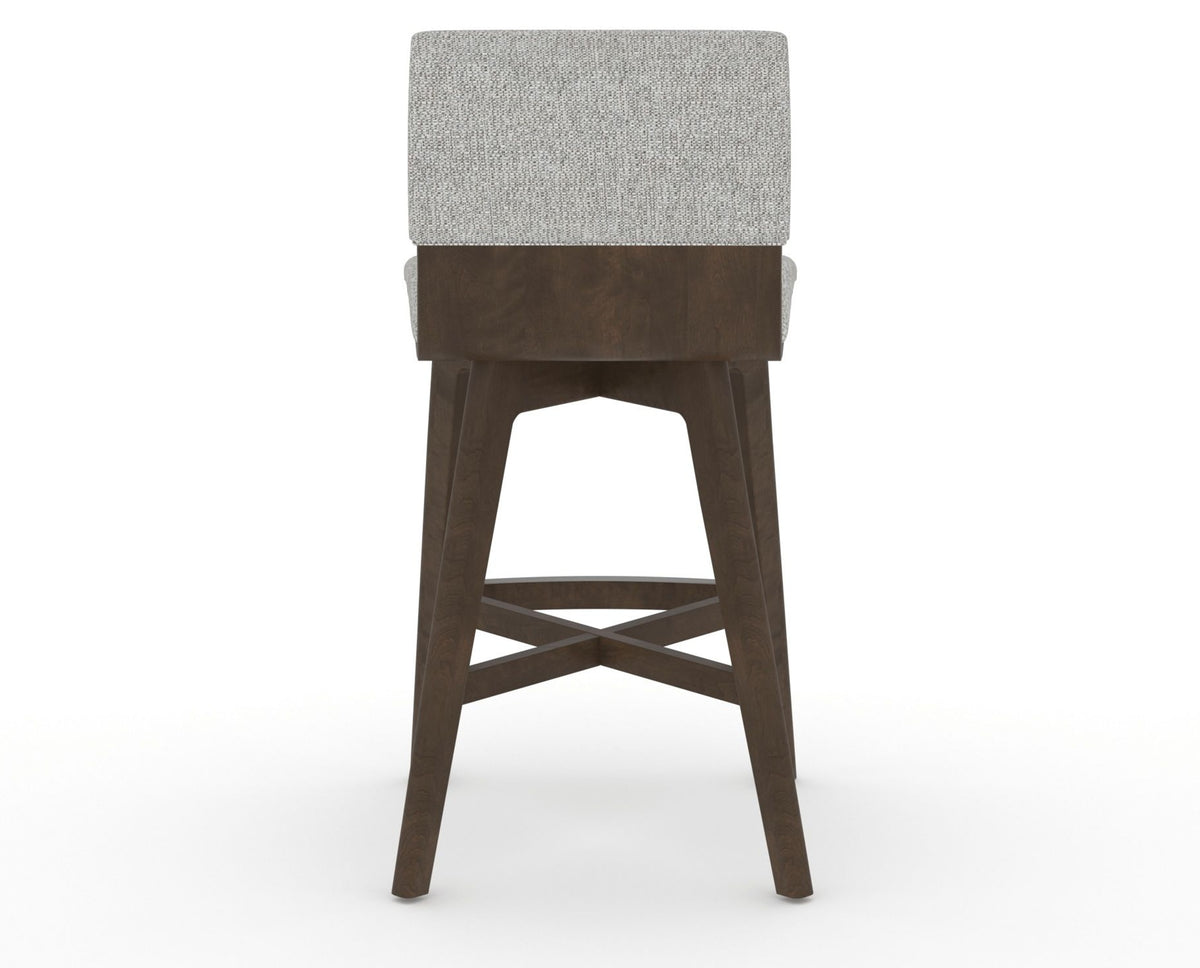 Canadel Downtown Swivel Counter or Bar Stool 8142 in 7C Fabric and 29 Hazelnut Washed, back view
