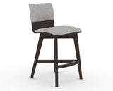 Canadel Downtown Swivel Counter or Bar Stool 8142 in 7C Fabric and 59 Davy's Grey, three-quarter view