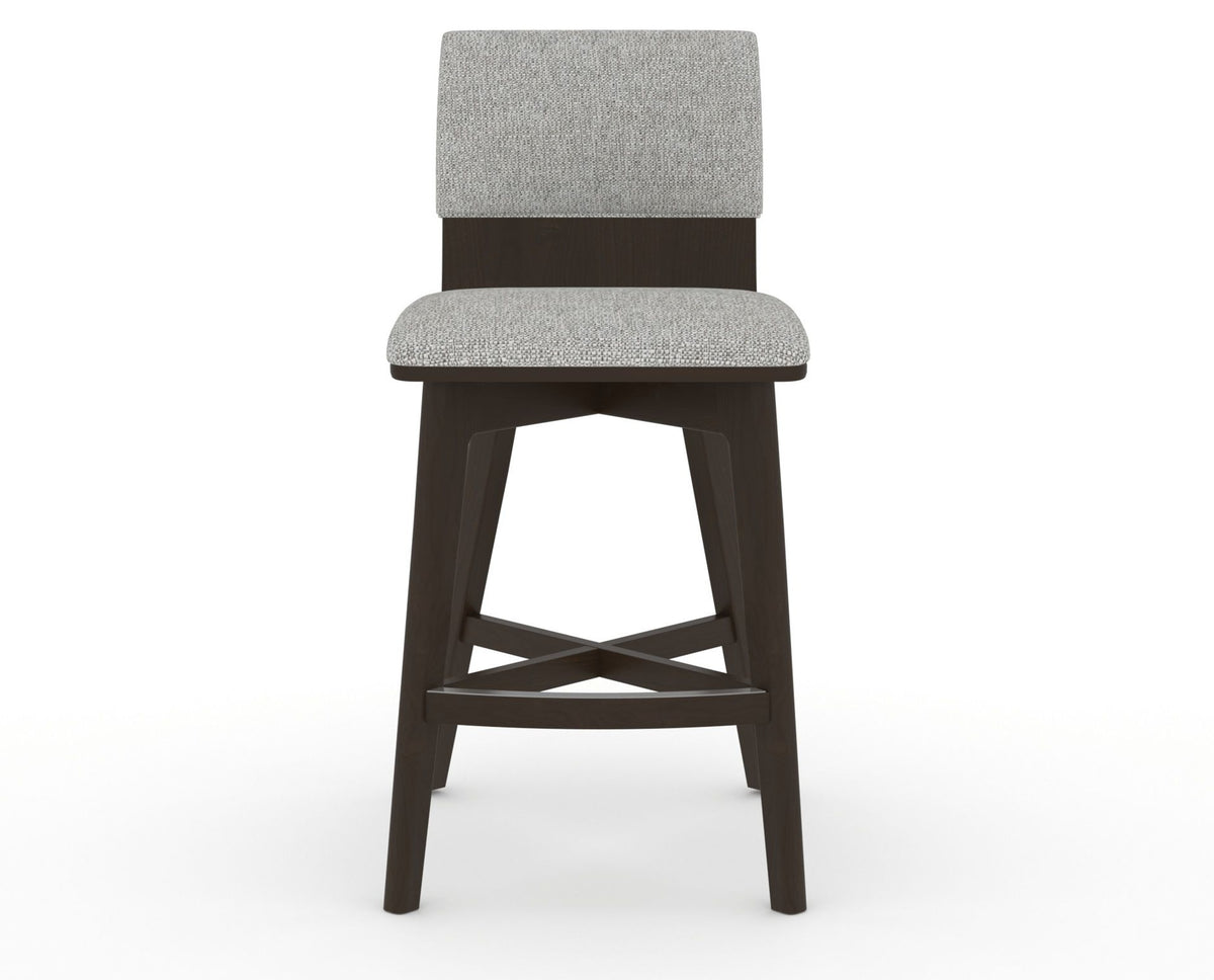 Canadel Downtown Swivel Counter or Bar Stool 8142 in 7C Fabric and 59 Davy's Grey, front view