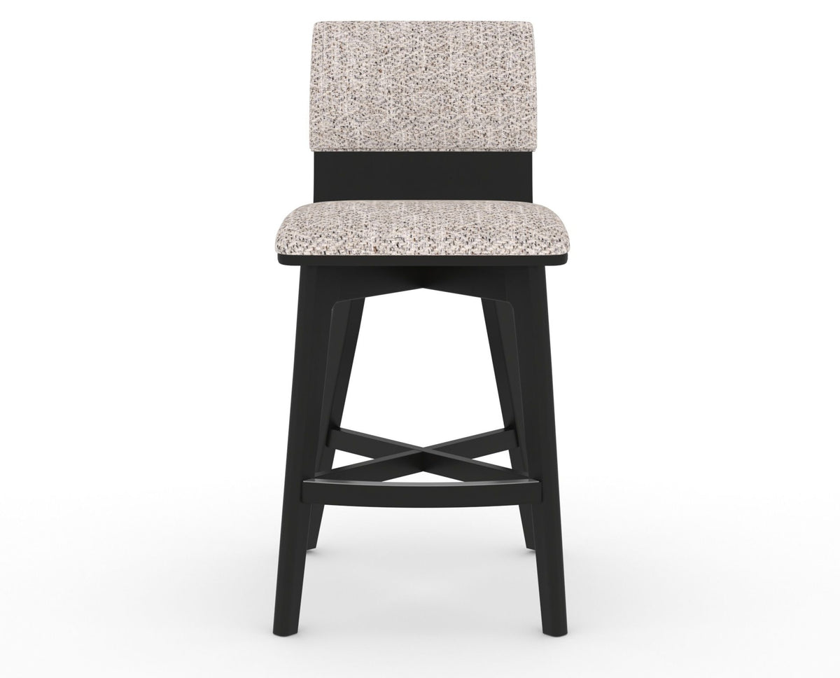 Canadel Downtown Swivel Counter or Bar Stool 8142 in FP Crypton® and 05 Peppercorn Washed, front view