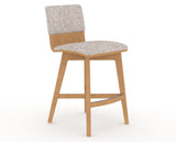 Canadel Downtown Swivel Counter or Bar Stool 8142 in FP Crypton® and 20 Caramel Washed, three-quarter view