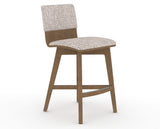 Canadel Downtown Swivel Counter or Bar Stool 8142 in FP Crypton® and 25 Pecan Washed, three-quarter view