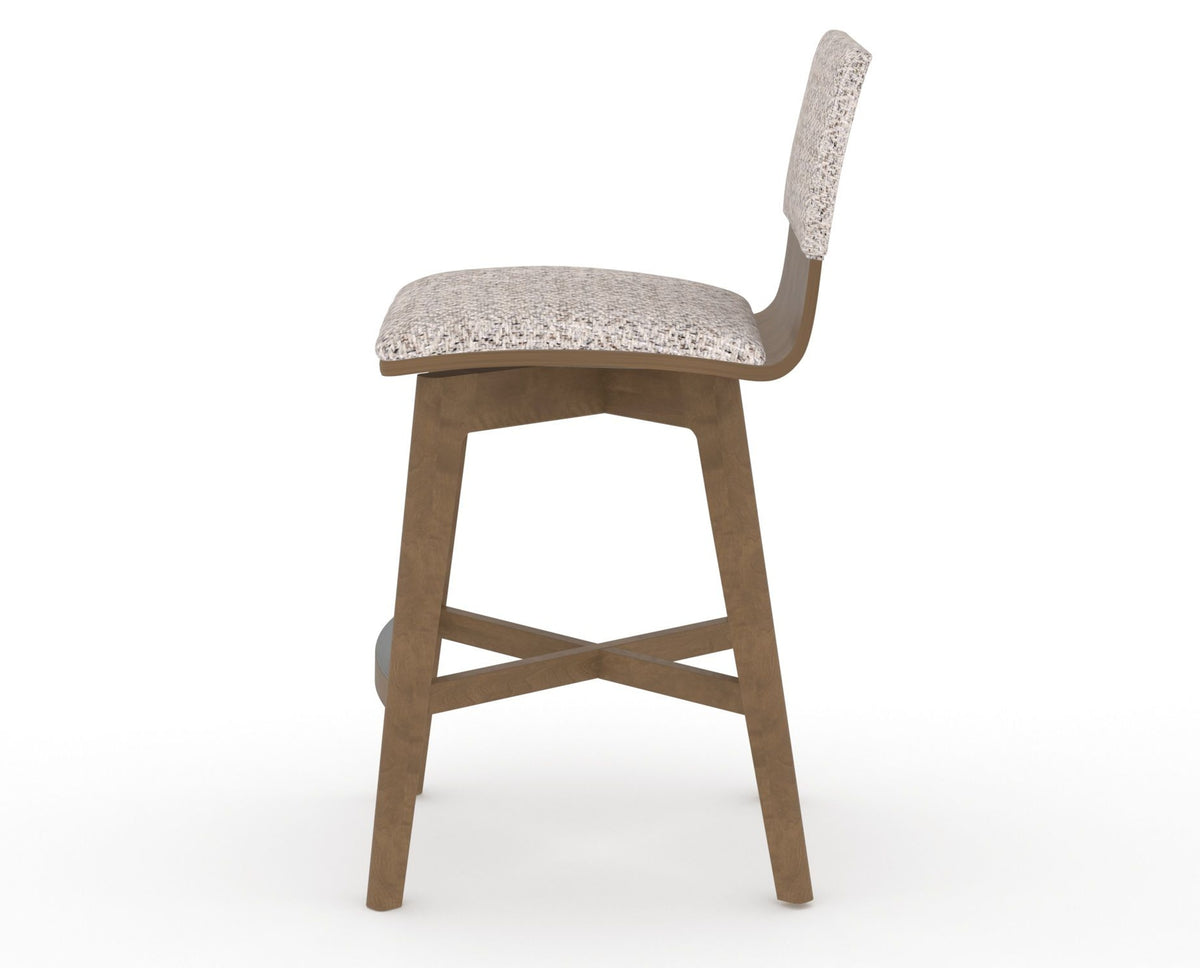 Canadel Downtown Swivel Counter or Bar Stool 8142 in FP Crypton® and 25 Pecan Washed, side view