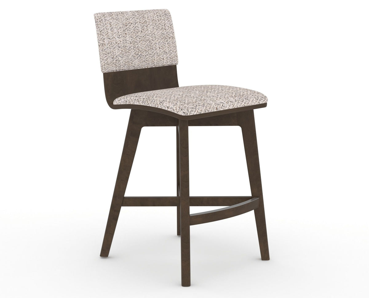 Canadel Downtown Swivel Counter or Bar Stool 8142 in FP Crypton® and 29 Hazelnut Washed, three-quarter view