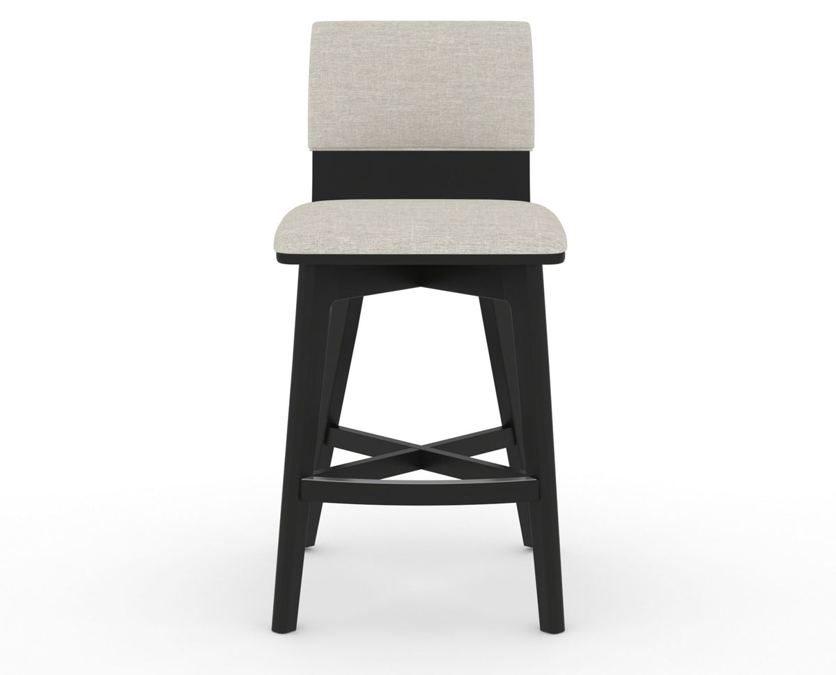 Canadel Downtown Swivel Counter or Bar Stool 8142 in TB Fabric and 05 Peppercorn Washed, front view