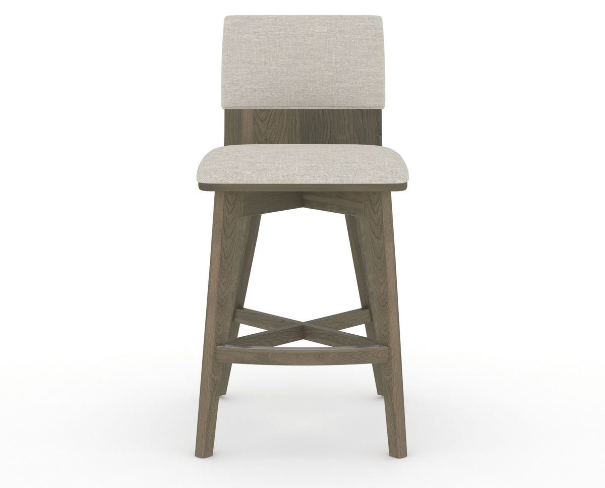 Canadel Downtown Swivel Counter or Bar Stool 8142 in TB Fabric and 08 Shadow, front view
