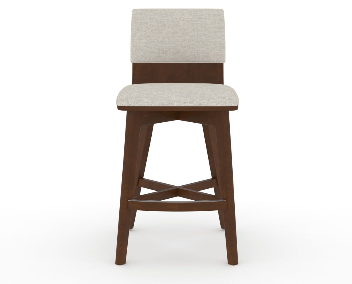Canadel Downtown Swivel Counter or Bar Stool 8142 in TB Fabric and 19 Cognac Washed, front view
