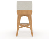 Canadel Downtown Swivel Counter or Bar Stool 8142 in TB Fabric and 20 Caramel Washed, back view