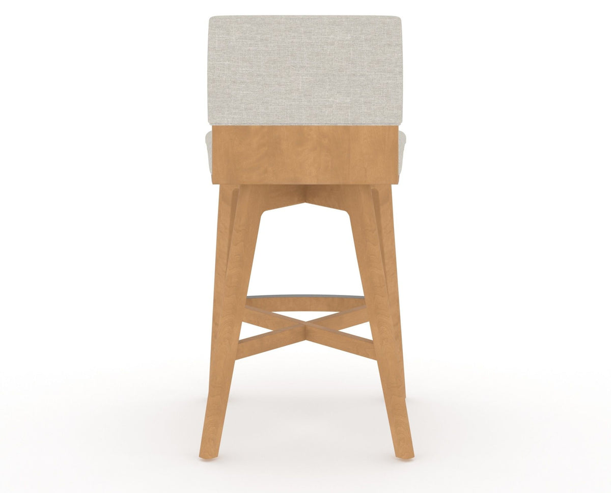 Canadel Downtown Swivel Counter or Bar Stool 8142 in TB Fabric and 20 Caramel Washed, back view