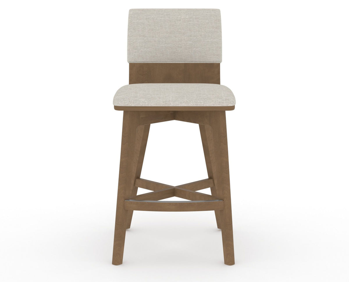 Canadel Downtown Swivel Counter or Bar Stool 8142 in TB Fabric and 25 Pecan Washed, front view