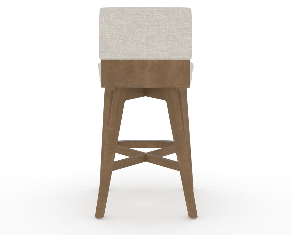 Canadel Downtown Swivel Counter or Bar Stool 8142 in TB Fabric and 25 Pecan Washed, back view
