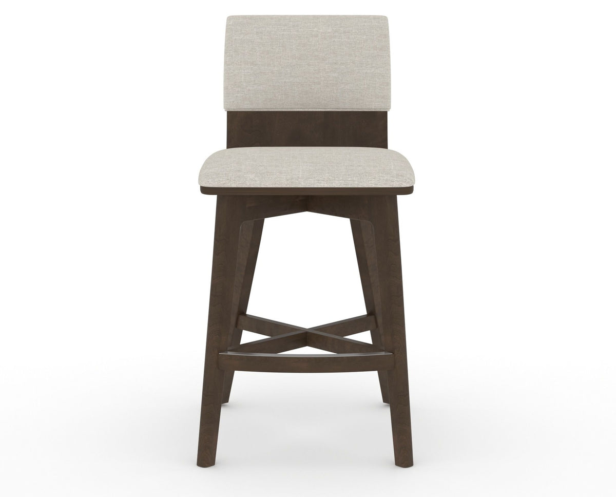 Canadel Downtown Swivel Counter or Bar Stool 8142 in TB Fabric and 29 Hazelnut Washed, front view