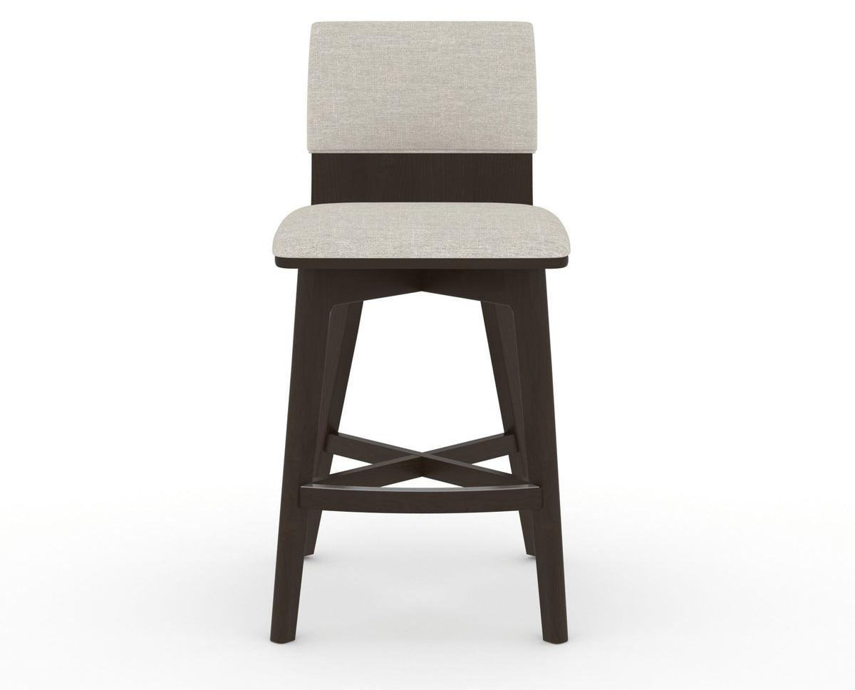 Canadel Downtown Swivel Counter or Bar Stool 8142 in TB Fabric and 59 Davy's Grey, front view