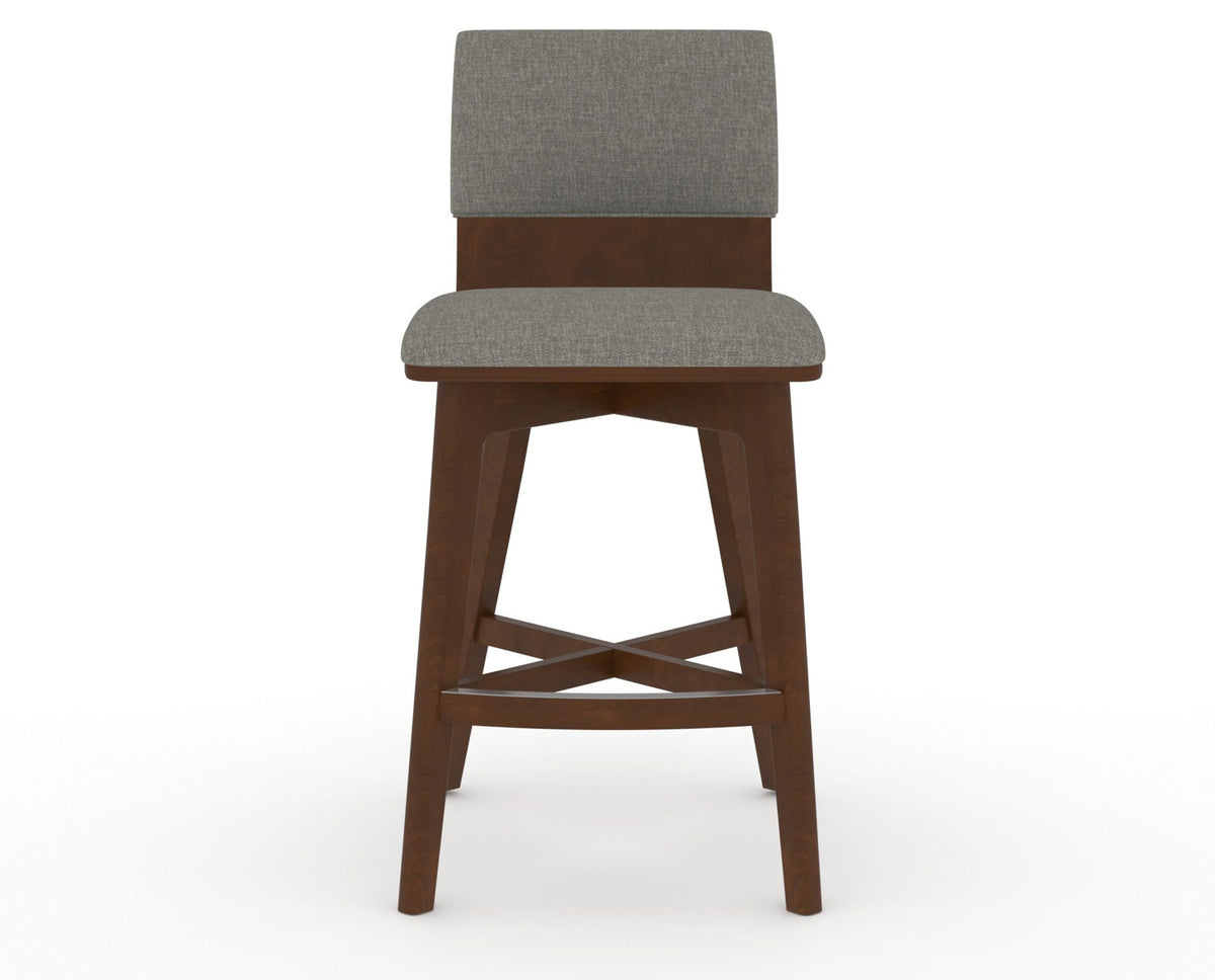 Canadel Downtown Swivel Counter or Bar Stool 8142 in TN Fabric and 19 Cognac Washed, front view
