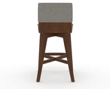 Canadel Downtown Swivel Counter or Bar Stool 8142 in TN Fabric and 19 Cognac Washed, back view