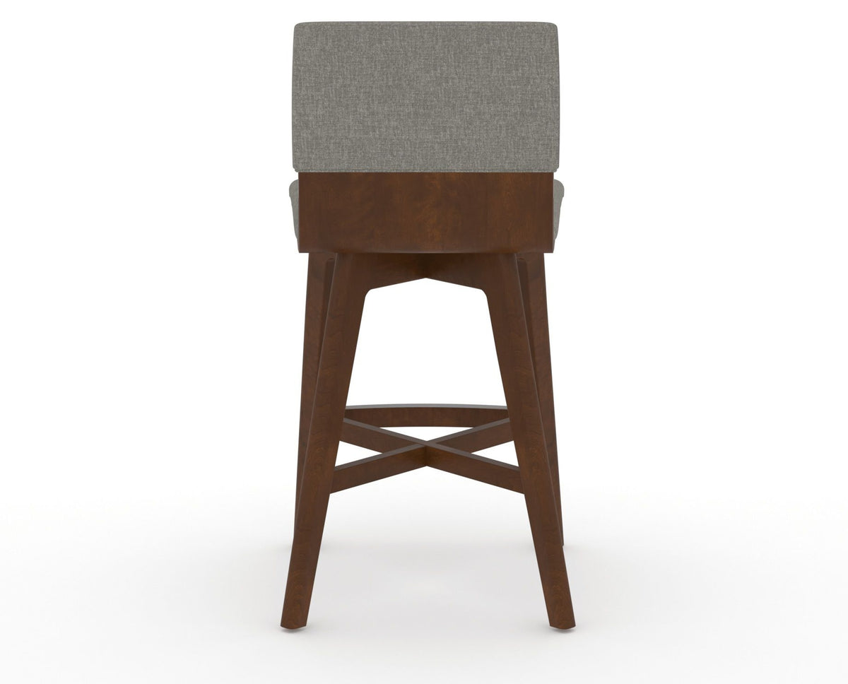 Canadel Downtown Swivel Counter or Bar Stool 8142 in TN Fabric and 19 Cognac Washed, back view