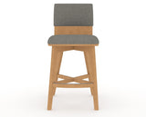 Canadel Downtown Swivel Counter or Bar Stool 8142 in TN Fabric and 20 Caramel Washed, front view