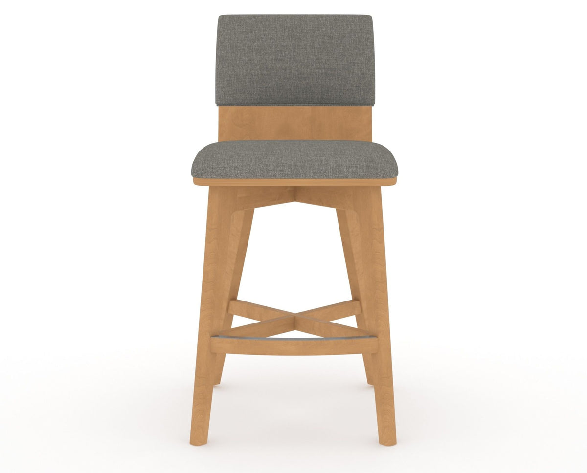 Canadel Downtown Swivel Counter or Bar Stool 8142 in TN Fabric and 20 Caramel Washed, front view