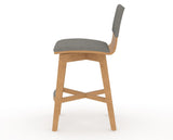 Canadel Downtown Swivel Counter or Bar Stool 8142 in TN Fabric and 20 Caramel Washed, side view
