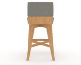 Canadel Downtown Swivel Counter or Bar Stool 8142 in TN Fabric and 20 Caramel Washed, back view