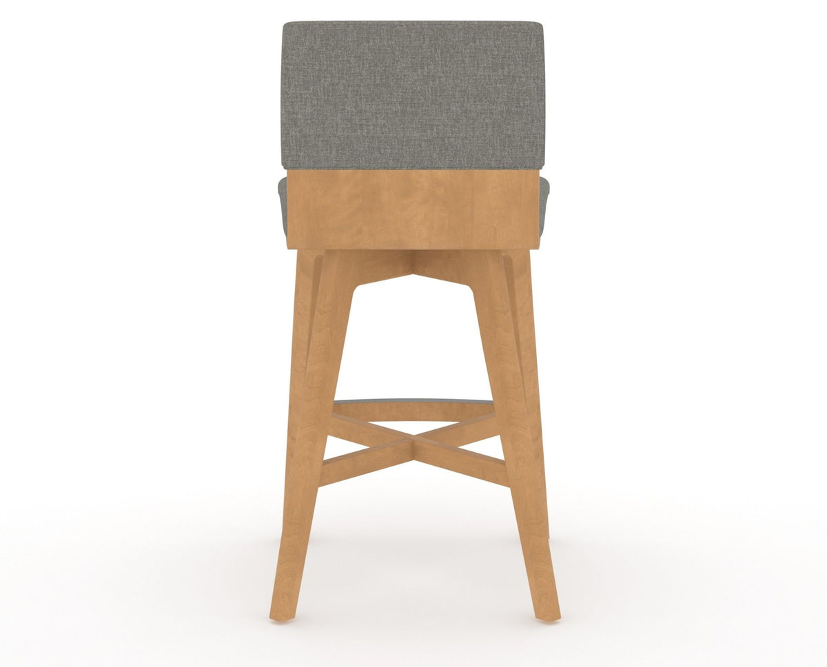 Canadel Downtown Swivel Counter or Bar Stool 8142 in TN Fabric and 20 Caramel Washed, back view