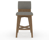 Canadel Downtown Swivel Counter or Bar Stool 8142 in TN Fabric and 25 Pecan Washed, front view