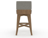 Canadel Downtown Swivel Counter or Bar Stool 8142 in TN Fabric and 25 Pecan Washed, back view