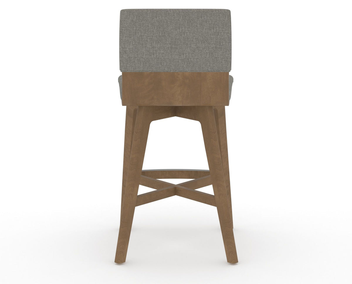 Canadel Downtown Swivel Counter or Bar Stool 8142 in TN Fabric and 25 Pecan Washed, back view