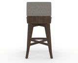 Canadel Downtown Swivel Counter or Bar Stool 8142 in TN Fabric and 29 Hazelnut Washed, back view