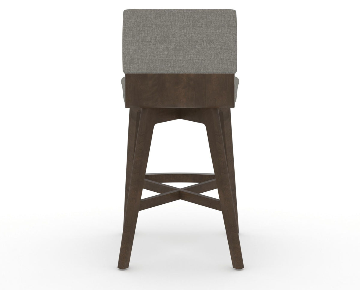 Canadel Downtown Swivel Counter or Bar Stool 8142 in TN Fabric and 29 Hazelnut Washed, back view