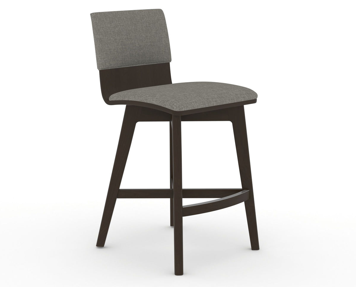 Canadel Downtown Swivel Counter or Bar Stool 8142 in TN Fabric and 59 Davy's Grey, three-quarter view