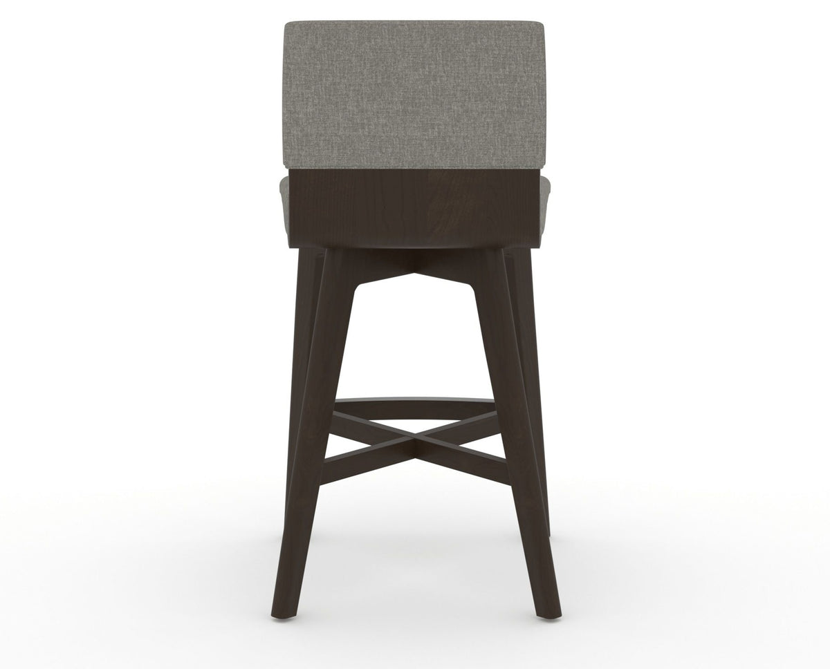 Canadel Downtown Swivel Counter or Bar Stool 8142 in TN Fabric and 59 Davy's Grey, back view