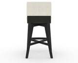 Canadel Downtown Swivel Counter or Bar Stool 8142 in TW Fabric and 05 Peppercorn Washed, back view