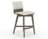 Canadel Downtown Swivel Counter or Bar Stool 8142 in TW Fabric and 08 Shadow, three-quarter view