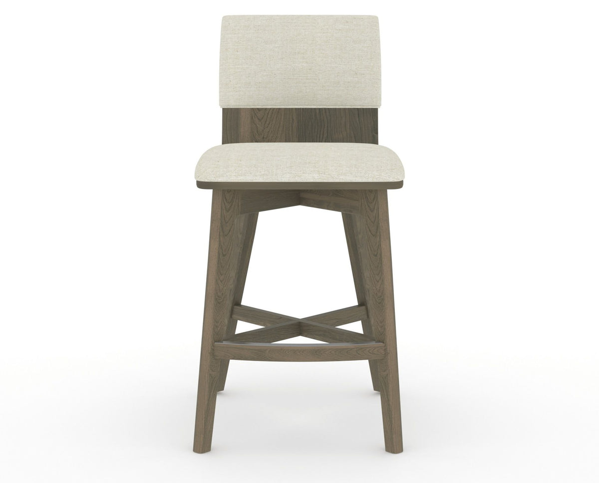 Canadel Downtown Swivel Counter or Bar Stool 8142 in TW Fabric and 08 Shadow, front view