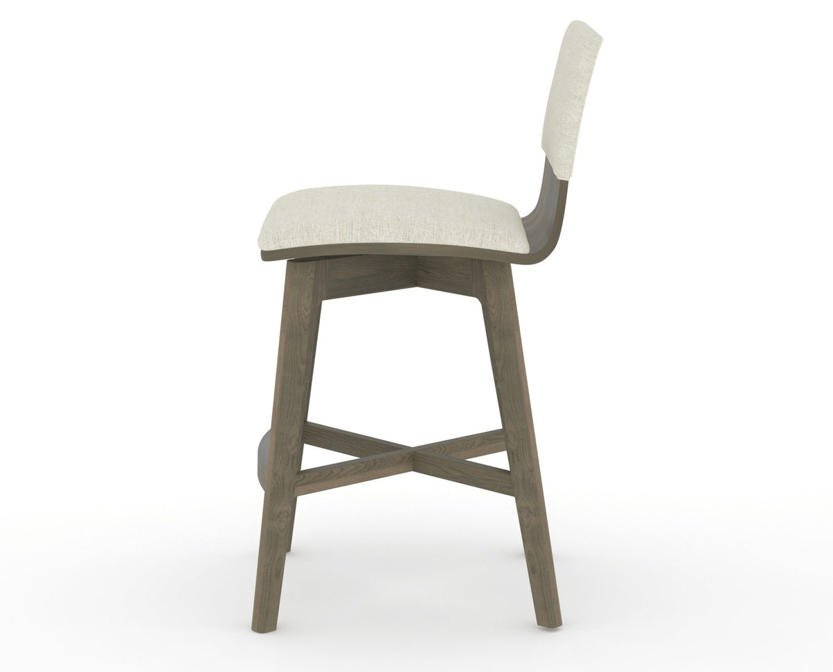 Canadel Downtown Swivel Counter or Bar Stool 8142 in TW Fabric and 08 Shadow, side view