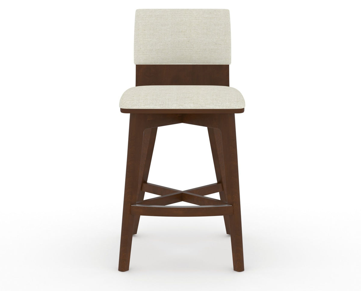 Canadel Downtown Swivel Counter or Bar Stool 8142 in TW Fabric and 19 Cognac Washed, front view