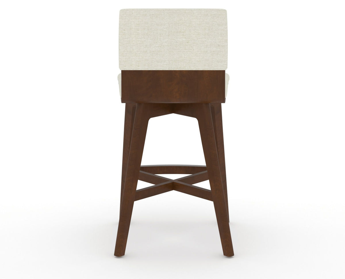 Canadel Downtown Swivel Counter or Bar Stool 8142 in TW Fabric and 19 Cognac Washed, back view
