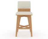 Canadel Downtown Swivel Counter or Bar Stool 8142 in TW Fabric and 20 Caramel Washed, front view