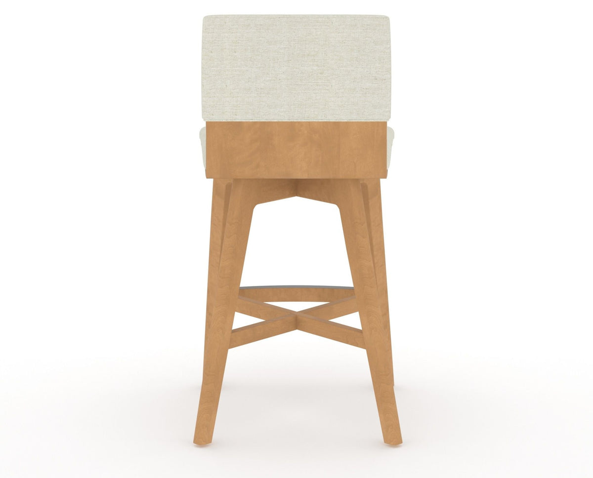 Canadel Downtown Swivel Counter or Bar Stool 8142 in TW Fabric and 20 Caramel Washed, back view
