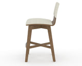 Canadel Downtown Swivel Counter or Bar Stool 8142 in TW Fabric and 25 Pecan Washed, side view
