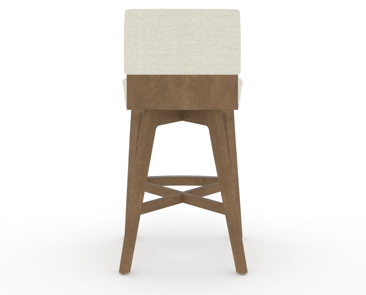 Canadel Downtown Swivel Counter or Bar Stool 8142 in TW Fabric and 25 Pecan Washed, back view