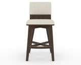 Canadel Downtown Swivel Counter or Bar Stool 8142 in TW Fabric and 29 Hazelnut Washed, front view