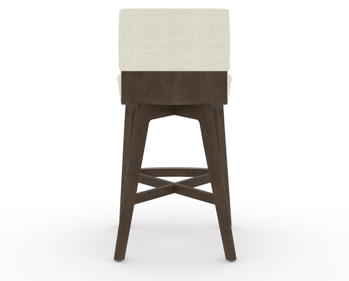 Canadel Downtown Swivel Counter or Bar Stool 8142 in TW Fabric and 29 Hazelnut Washed, back view