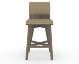 Canadel Downtown Swivel Counter or Bar Stool 8142 in XY Faux Leather and 08 Shadow, front view