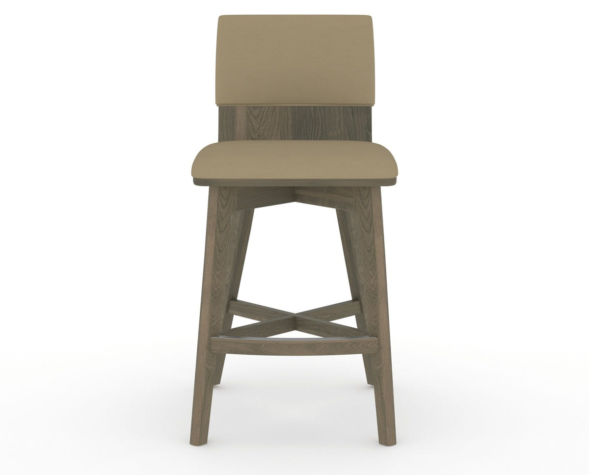 Canadel Downtown Swivel Counter or Bar Stool 8142 in XY Faux Leather and 08 Shadow, front view