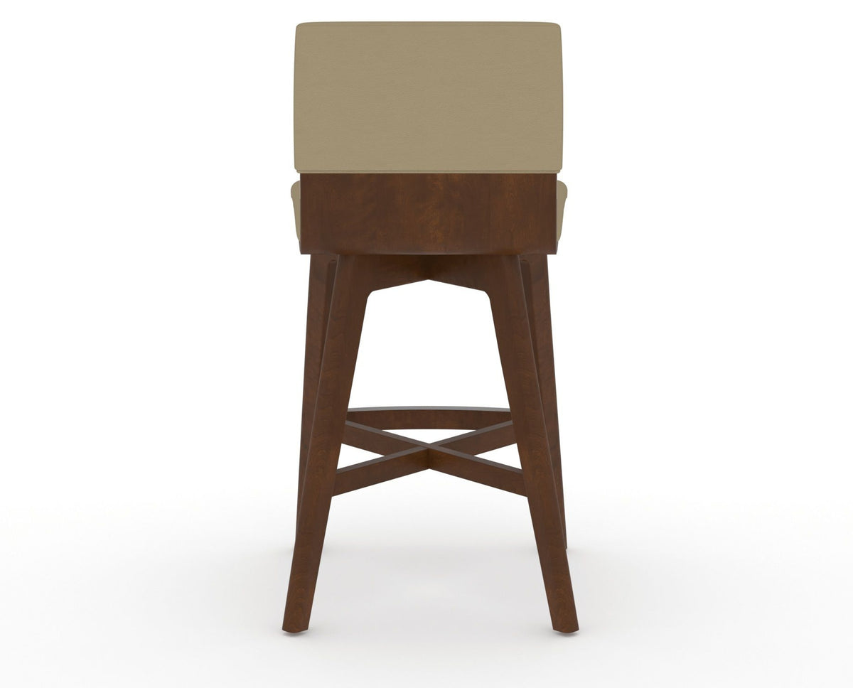 Canadel Downtown Swivel Counter or Bar Stool 8142 in XY Faux Leather and 19 Cognac Washed, back view
