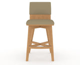 Canadel Downtown Swivel Counter or Bar Stool 8142 in XY Faux Leather and 20 Caramel Washed, front view
