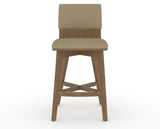 Canadel Downtown Swivel Counter or Bar Stool 8142 in XY Faux Leather and 25 Pecan Washed, front view