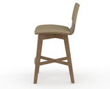 Canadel Downtown Swivel Counter or Bar Stool 8142 in XY Faux Leather and 25 Pecan Washed, side view